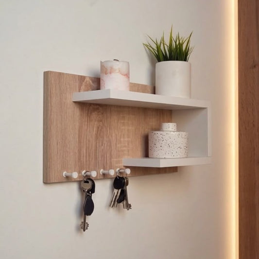 Organizador de Llaves con Repisa Decorativa para Pared